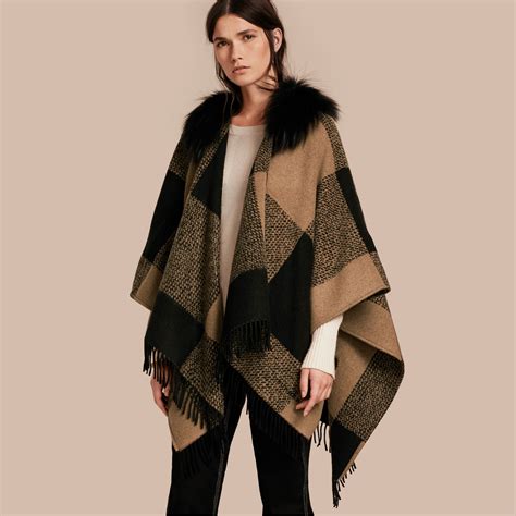 burberry poncho with fur|burberry poncho website.